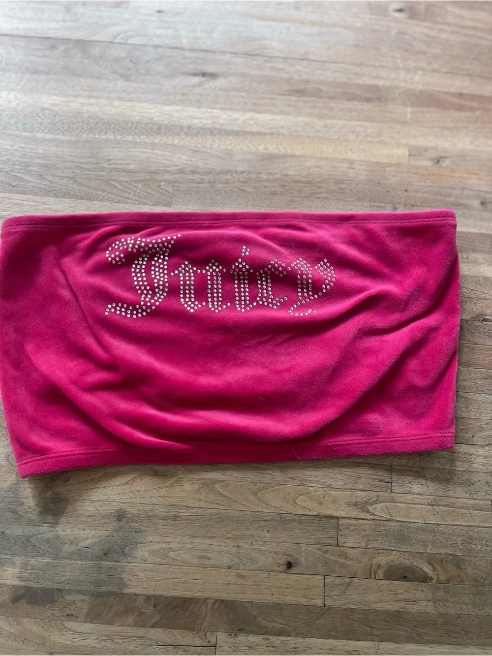 Juicy Couture Fuchsia Rhinestone Logo Bandeau Tube Top | Women’s Medium | Y2K - Picture 1 of 7